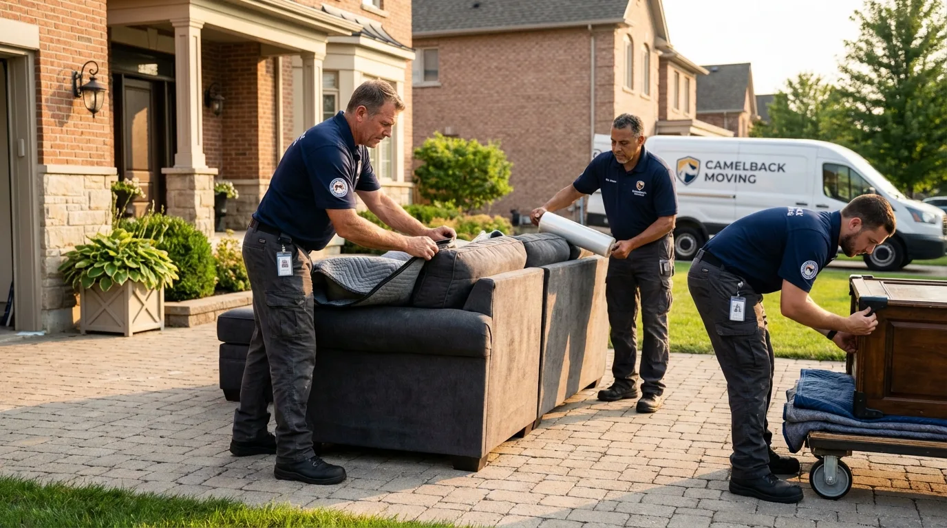 Large estate moving crew wrapping furniture in Mojave, CA